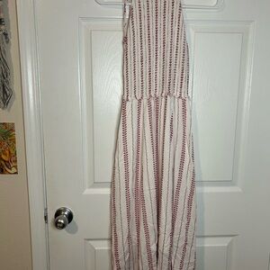 Lush White and Red Striped Sleeveless Maxi Dress. Crosslisted